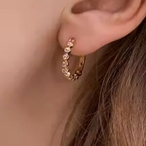 Kate Spade‎ Women Full Circle Huggies Pierced Earrings Clear Gold New & Dust Bag